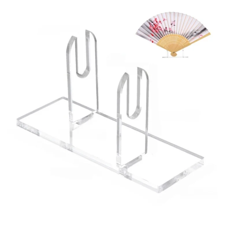Suporte de Exibição Dobrável de Acrílico para Leques, Organizador Montável, Rack de Armazenamento Transparente