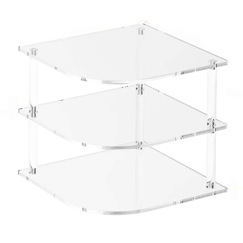 YX165 3 Tier Space Saving Acrylic Corner Organizer Kitchen Bathroom Countertop Storage Shelf