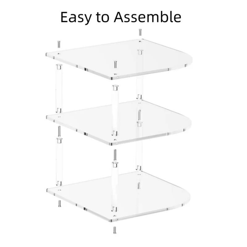YX165 3 Tier Space Saving Acrylic Corner Organizer Kitchen Bathroom Countertop Storage Shelf
