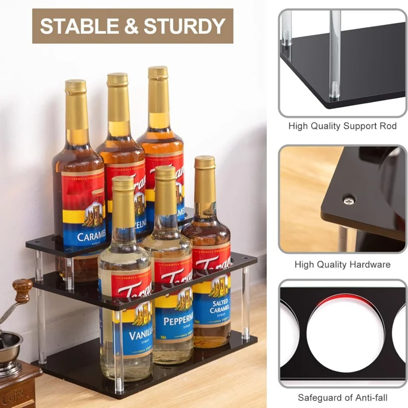 YX164 Organisateur de Bouteilles de Sirop à 2 Niveaux en Acrylique Range-Épices et Range-Vin pour Comptoir de Cuisine