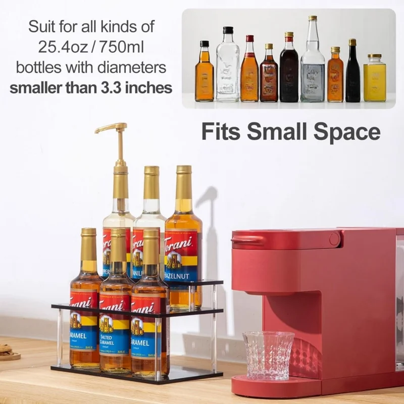 YX164 Organisateur de Bouteilles de Sirop à 2 Niveaux en Acrylique Range-Épices et Range-Vin pour Comptoir de Cuisine