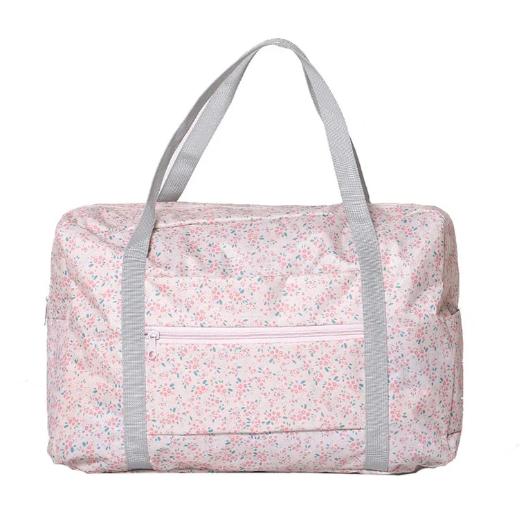 Große Fahrtbeutel Nylon Wasserdichte Weekender Bag Aufbewahrungstasche Handtasche - Pinke Blume