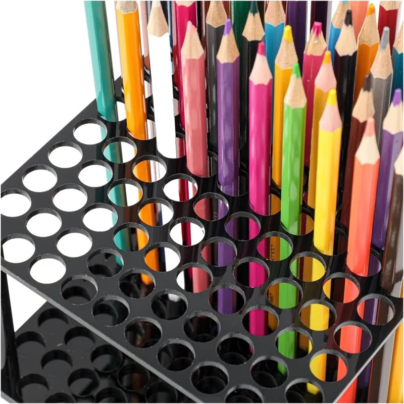 YX163 Support de rangement en acrylique pour 96 pinceaux de peinture, support organisateur pour crayons et pinceaux de calligraphie - Noir