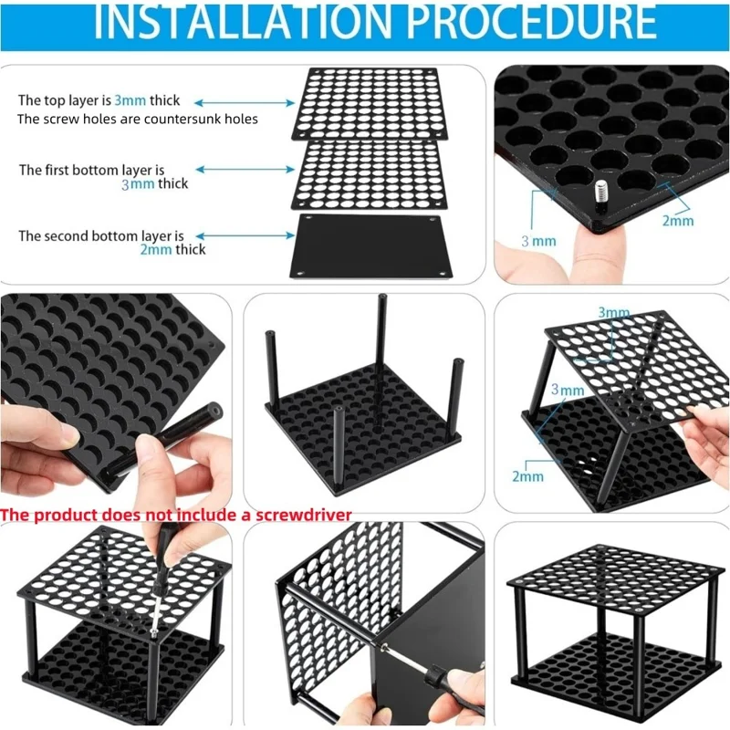 YX163 Support de rangement en acrylique pour 96 pinceaux de peinture, support organisateur pour crayons et pinceaux de calligraphie - Noir
