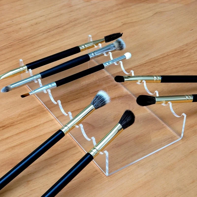 Support de rangement YX159-2 2 pièces en acrylique transparent pour pinceaux de maquillage - Organisateur de bureau pour pinceaux simples et doubles