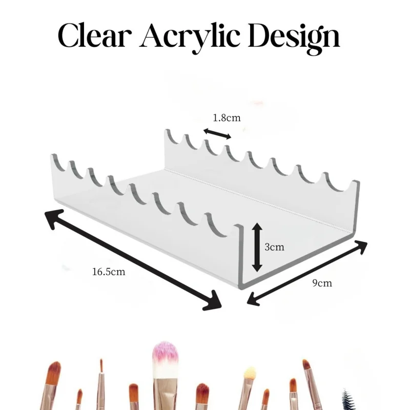 Support de rangement YX159-2 2 pièces en acrylique transparent pour pinceaux de maquillage - Organisateur de bureau pour pinceaux simples et doubles