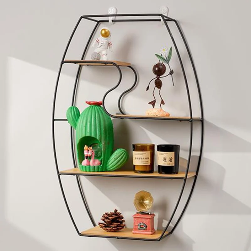 Mensola Design Ovale a Parete in Metallo per Organizzazione e Display - Nero