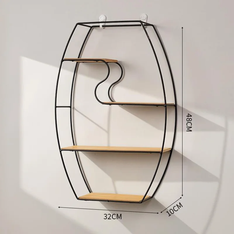 Mensola Design Ovale a Parete in Metallo per Organizzazione e Display - Nero