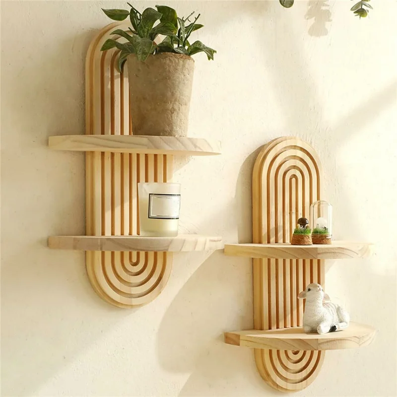 Mensola Organizzativa da Parete a Spirale Bohémien Design Ovale a Doppio Strato per Piante e Libri, Stile A
