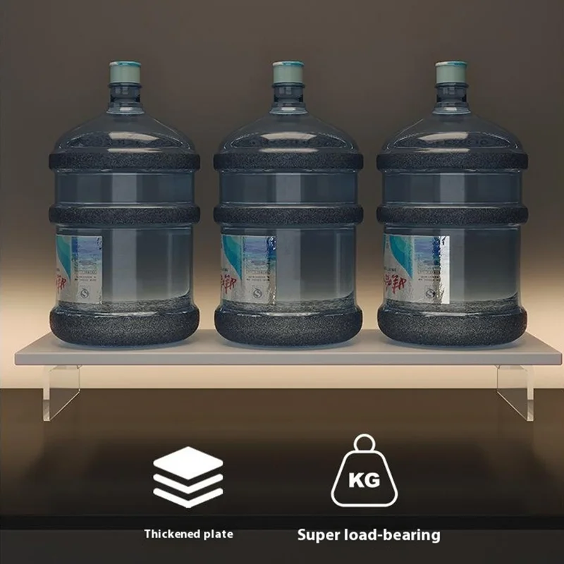 D55 40cm Length Desktop Monitor Stand Adjustable Height MDF + Acrylic Laptop Riser Storage Shelf - Black