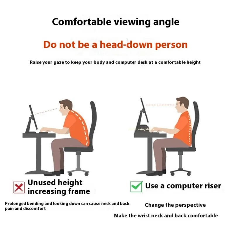 D55 40cm Length Desktop Monitor Stand Adjustable Height MDF + Acrylic Laptop Riser Storage Shelf - Black