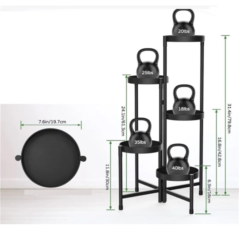 5 Tiers Foldable Plant Stand Indoor Outdoor Flower Pot Holder Metal Display Rack for Balcony Garden
