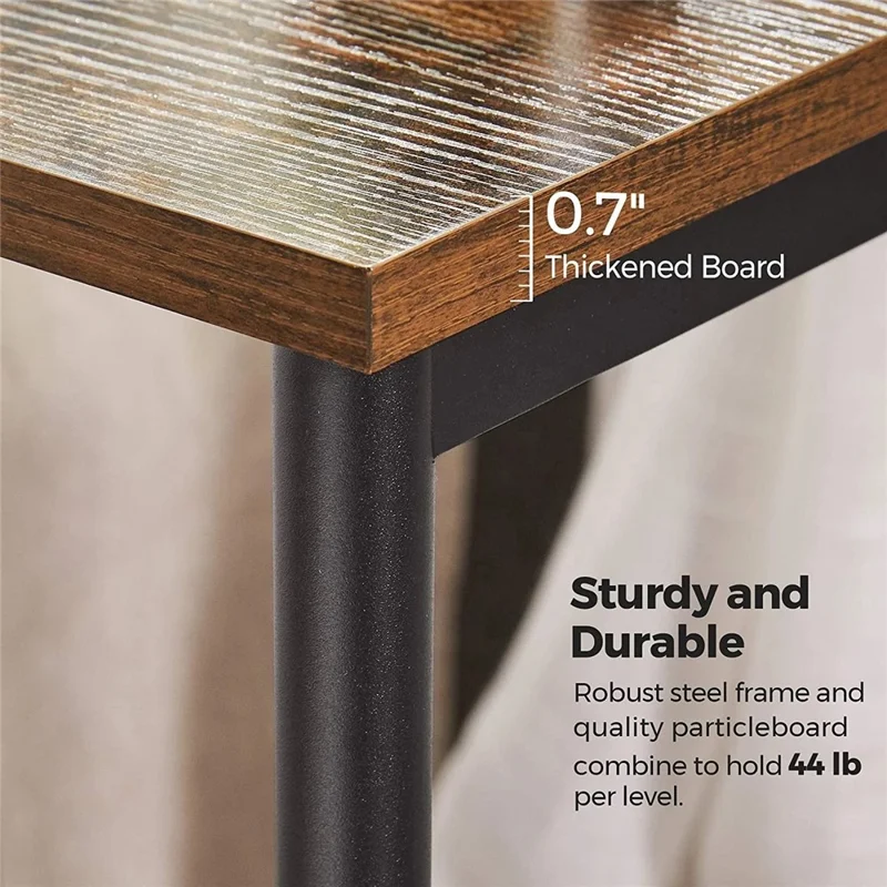 3 Tiers Bedside Sofa Side Table Wooden Storage Rack for Bedroom Living Room Organizer