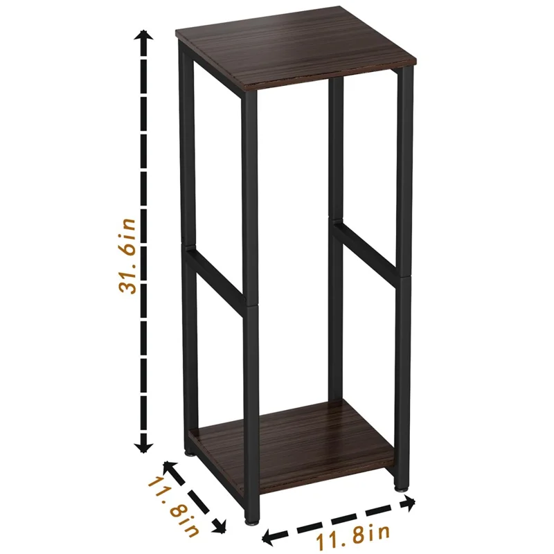 Soporte de Dos Niveles para Plantas de Interior, Estructura de Metal y Madera, Macetero Decorativo para Sala de Estar