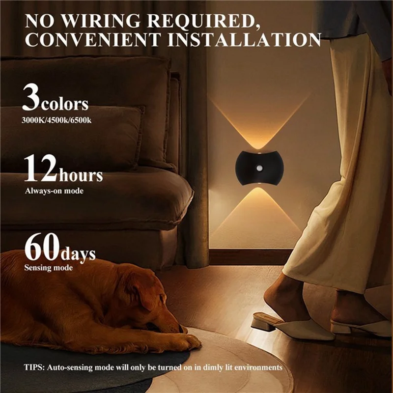SWL005 Luz de Parede LED Magnética Sem Furação Recarregável com Sensor de Movimento para Quarto e Hotel - Cromado