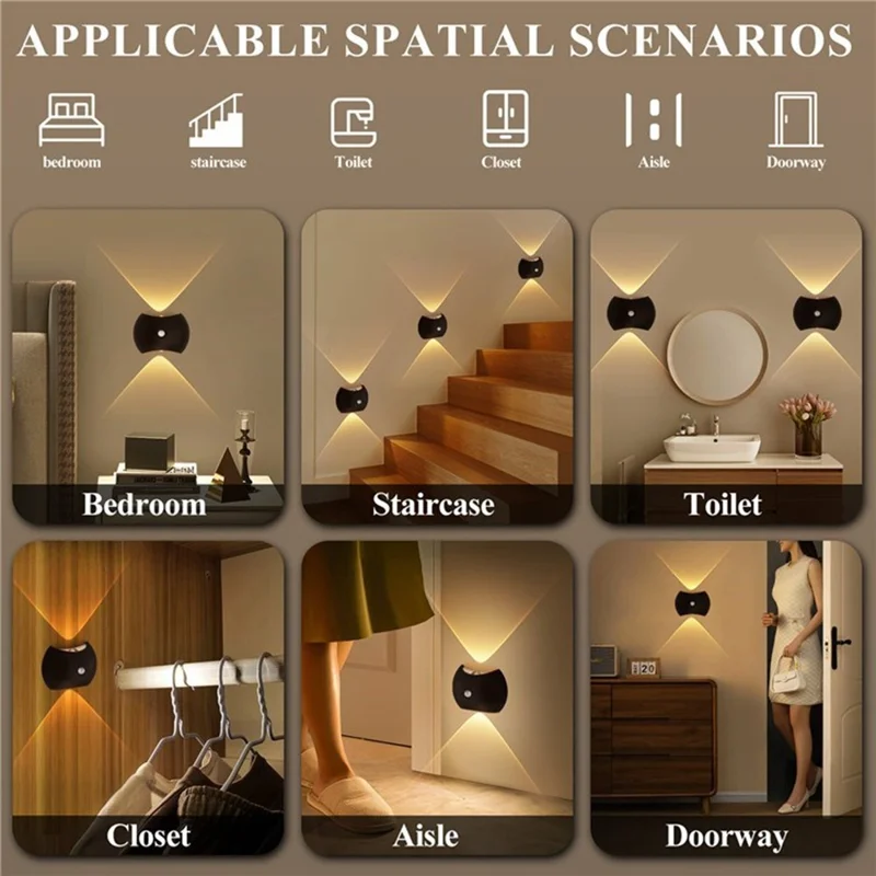 SWL005 Luz de Parede LED Magnética Sem Furação Recarregável com Sensor de Movimento para Quarto e Hotel - Cromado