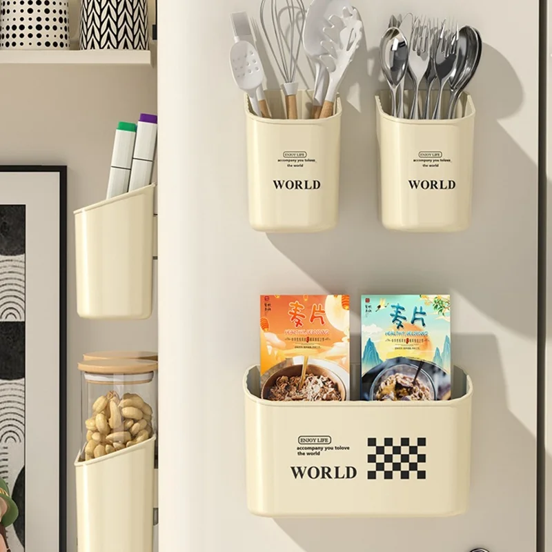 3-teiliges Set Magnetischer Kühlschrank-Aufbewahrungsbox Ohne Bohren Kunststoff Küchen-Organizer Container, L+M+M