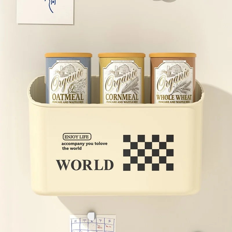 3-teiliges Set Magnetischer Kühlschrank-Aufbewahrungsbox Ohne Bohren Kunststoff Küchen-Organizer Container, L+M+M