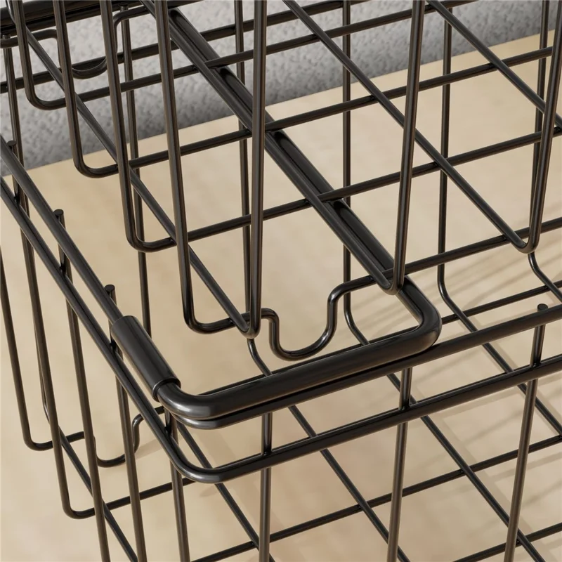 3 Pièces Panier de Rangement en Acier au Carbone pour Organisateur de Tiroir de Réfrigérateur de Cuisine avec Poignée