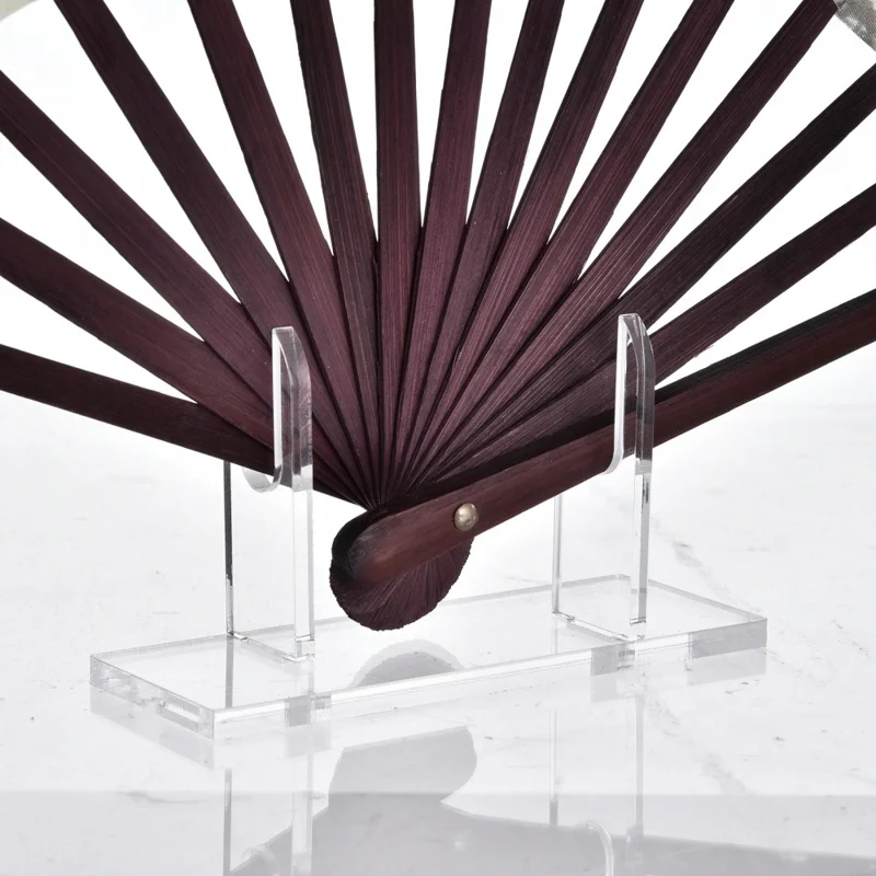168-2 2Pcs Folding Fan Transparent Acrylic Display Stand Desktop Holder Storage Rack