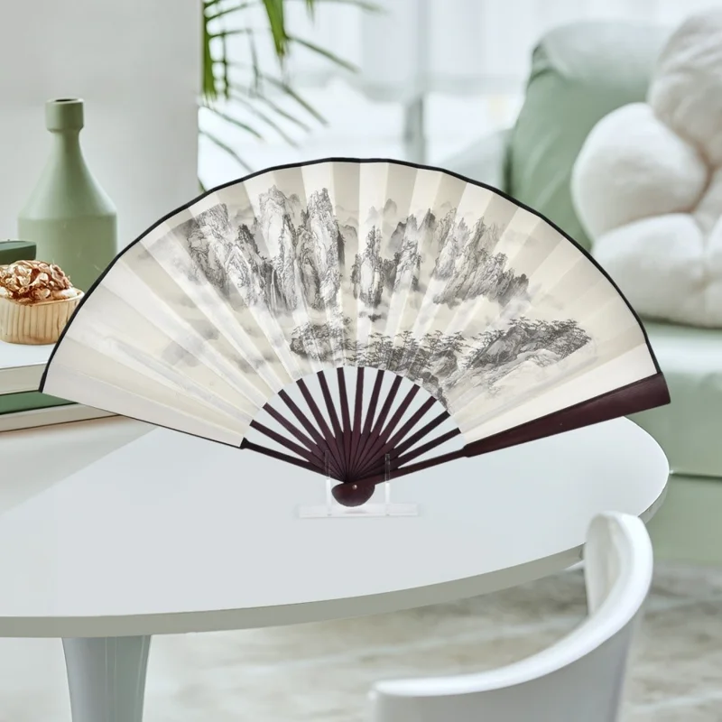 168-2 2Pcs Folding Fan Transparent Acrylic Display Stand Desktop Holder Storage Rack