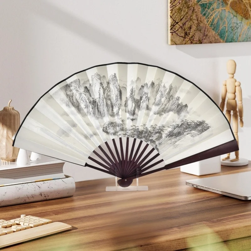 168-2 2Pcs Folding Fan Transparent Acrylic Display Stand Desktop Holder Storage Rack