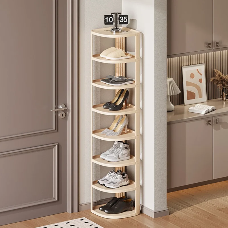 8 Tier Shoe Rack Home Entryway Corner Space Saving Narrow Shoe Organizer PP Storage Shelf