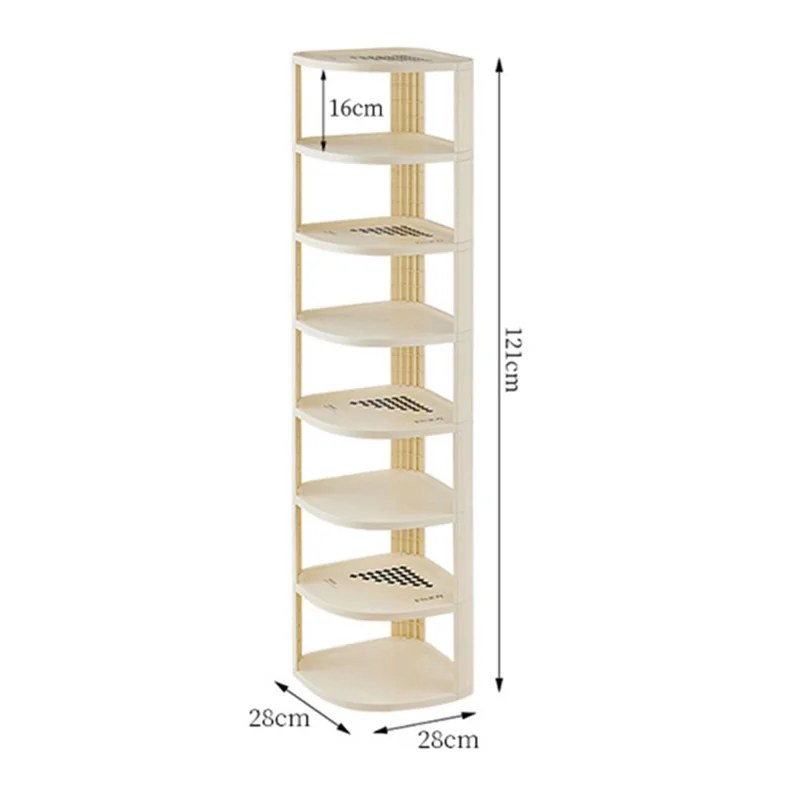 8 Tier Shoe Rack Home Entryway Corner Space Saving Narrow Shoe Organizer PP Storage Shelf