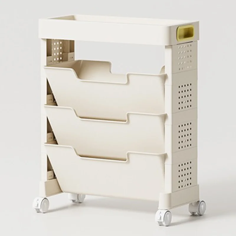 3-Tier Movable Classroom Desk Side Book Storage Rack PP Stationery Organizer without Drawer