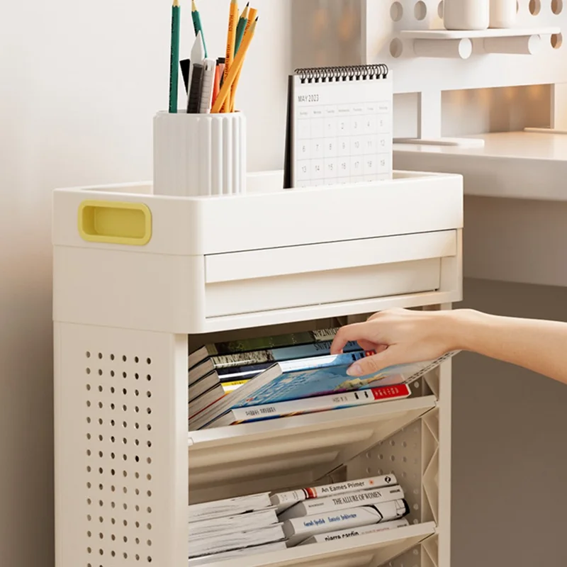 Scaffale Libreria a 5 Ripiani Multiuso con Cassetto - Organizzatore da Scrivania in PP