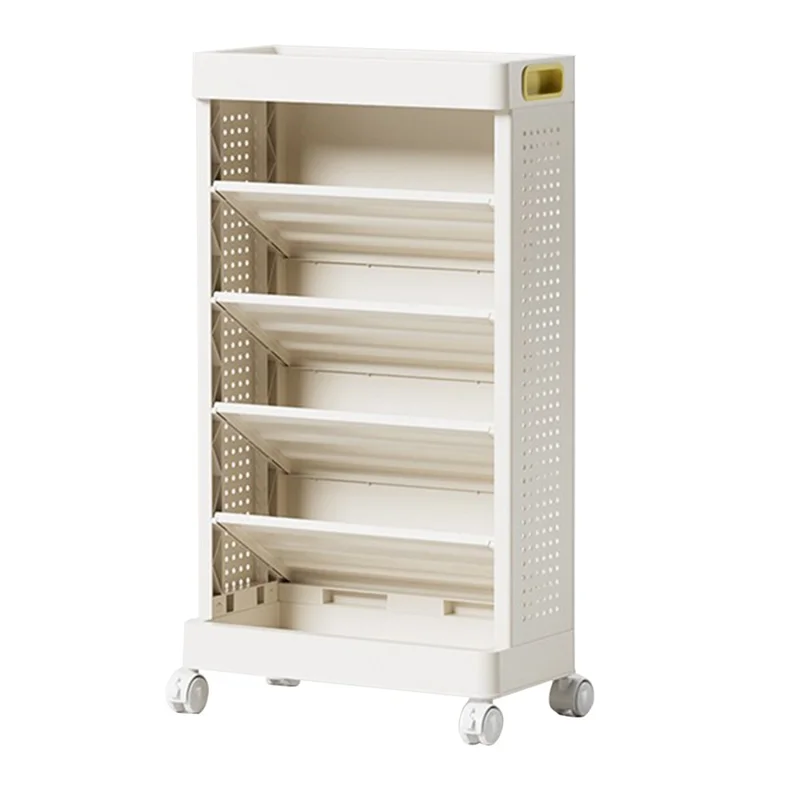 Estante de Livros Móvel de 5 Níveis Organizador Multifunction Lateral da Mesa Estante de Livros em PP sem Gaveta