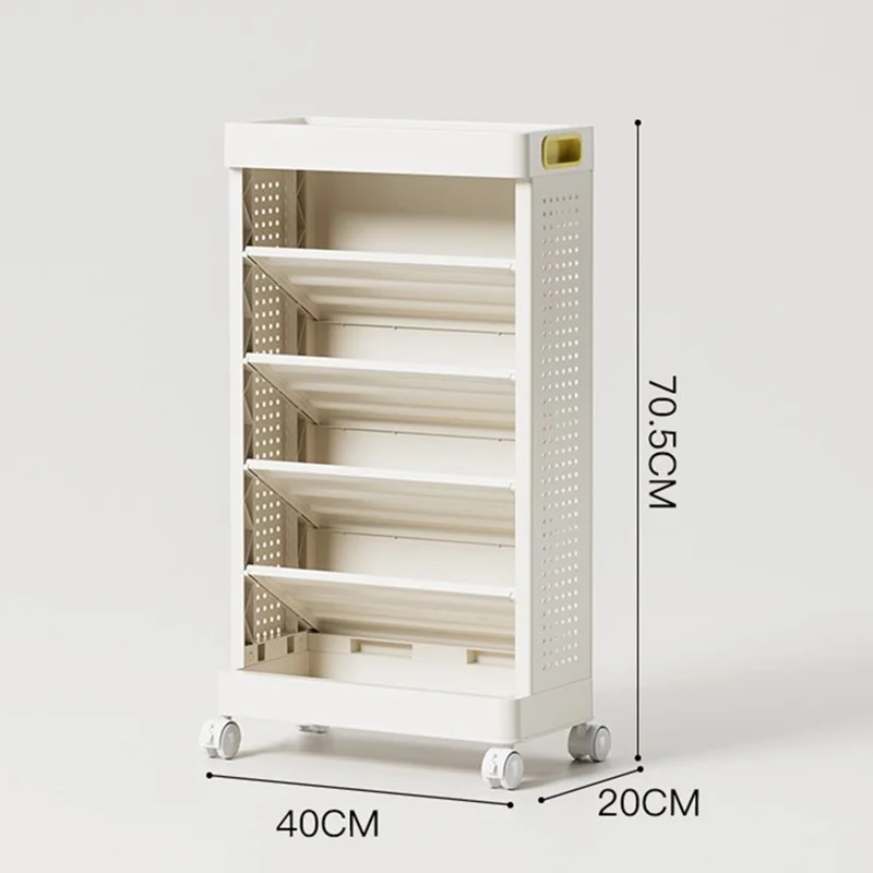 Estante de Livros Móvel de 5 Níveis Organizador Multifunction Lateral da Mesa Estante de Livros em PP sem Gaveta
