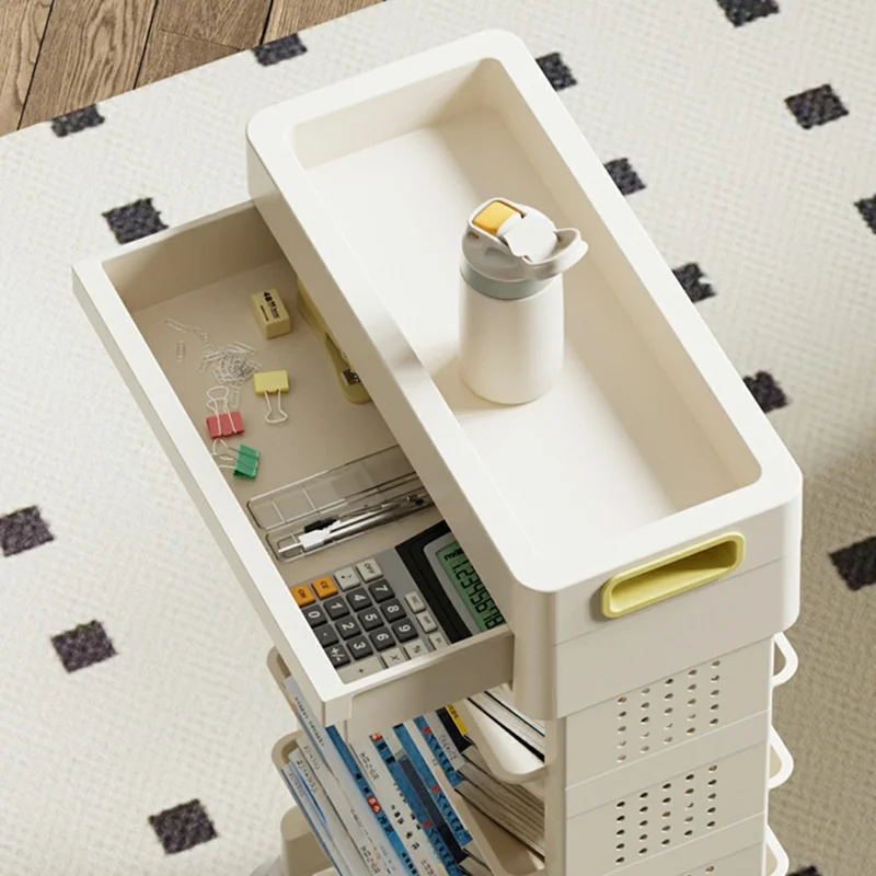 Étagère mobile de rangement pour livres de classe à 5 niveaux, organisateur de papeterie en PP avec tiroir et roulettes