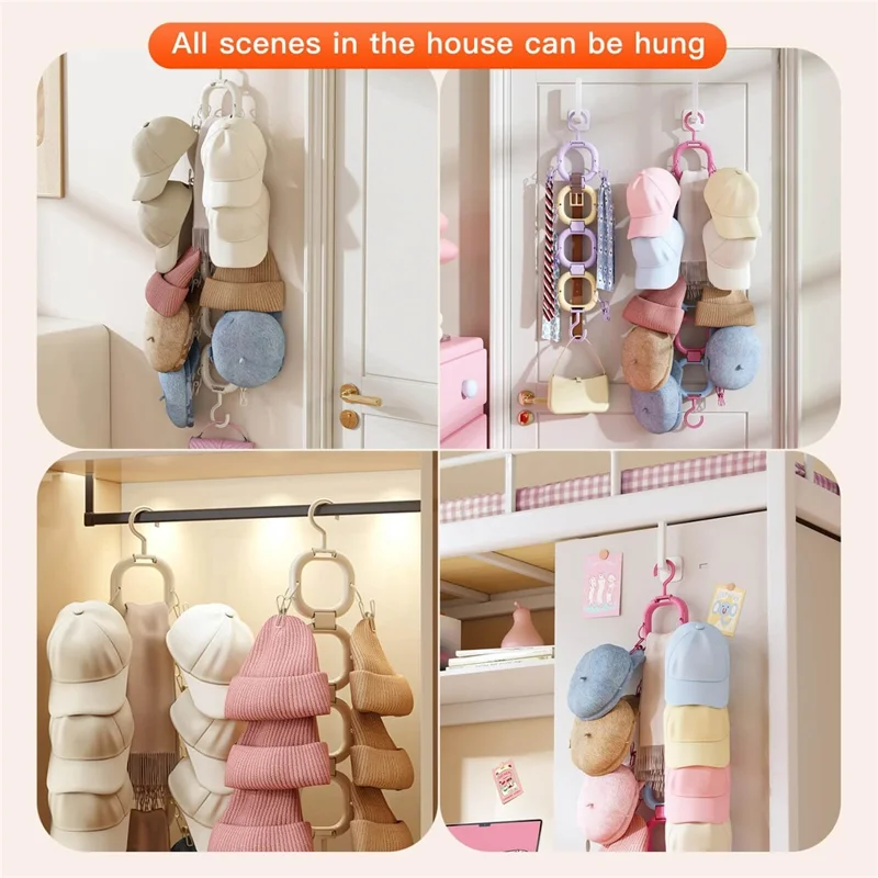 2 Rings Multipurpose Plastic Hanger Rack for Clothes Hats Space Saving Closet Organization - Light Purple+Yellow