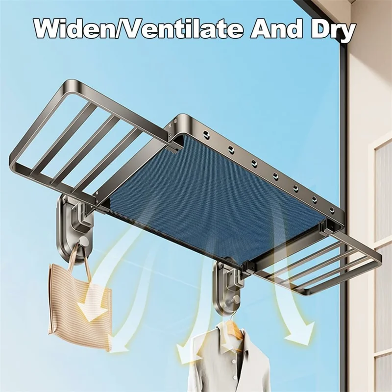 75cm Suction Cup Foldable Drying Net Carbon Steel Indoor Balcony Clothes Socks Drying Rack