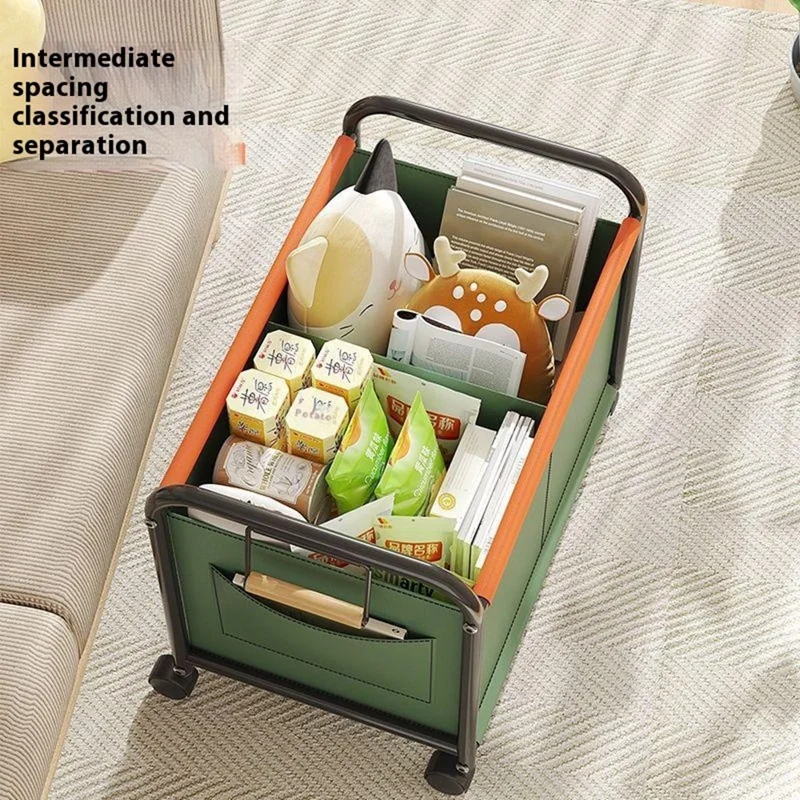 Size M Bedroom Living Room Oxford Cloth Storage Cart Toy Organizer Large Capacity Sorting Basket - Green