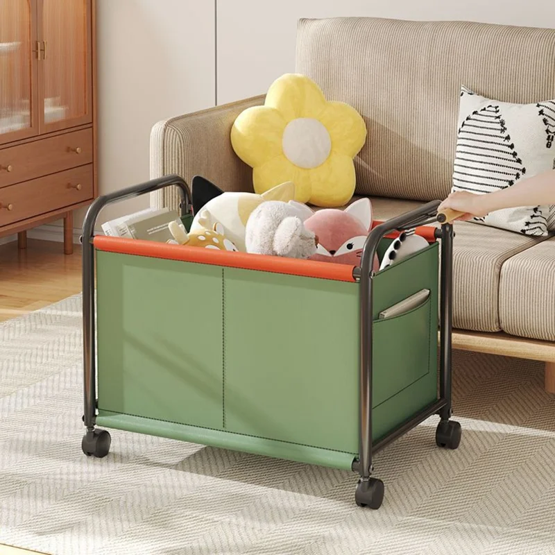 Size M Bedroom Living Room Oxford Cloth Storage Cart Toy Organizer Large Capacity Sorting Basket - Green