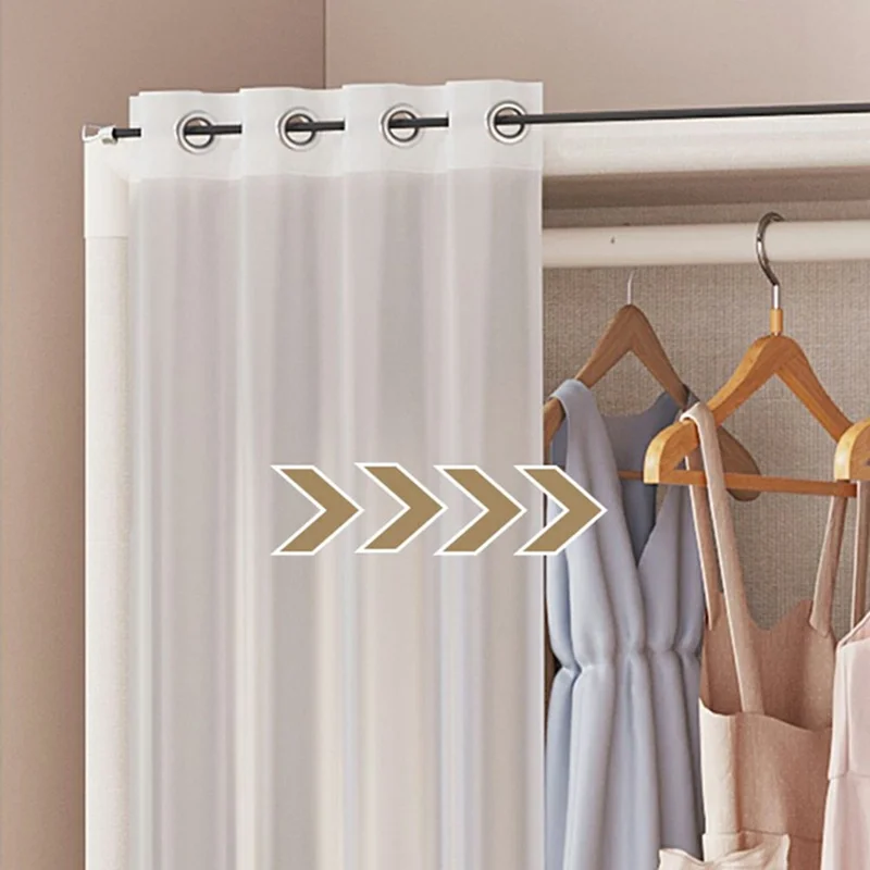 71 x 45 x 166.5cm Assembly Dustproof Wardrobe Storage Closet Organizer Rack, Single Row Two Drawers - White