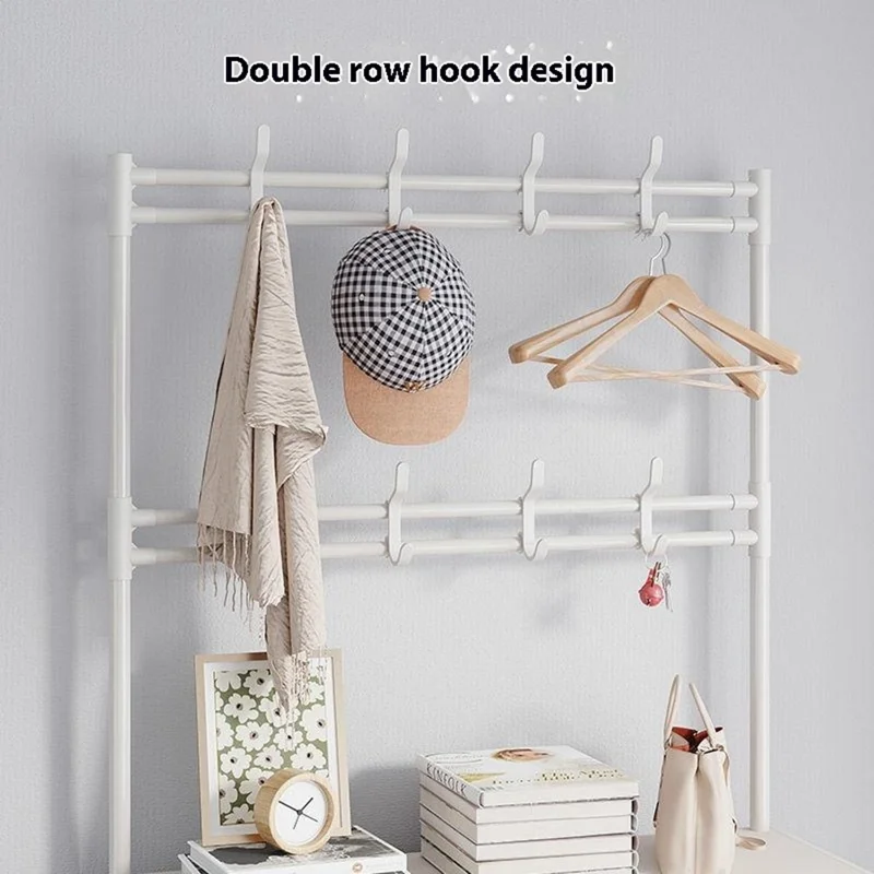 60 x 26 x 184cm 7 Tiers Storage Shelf Multipurpose Shoe Rack with Dust Cover Clothes Hanger for Entryway - Black