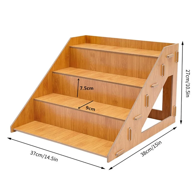 Wooden 4-Tier Display Shelf Cake Stand Flower Pot Plant Organizer Stair Shape Storage Rack