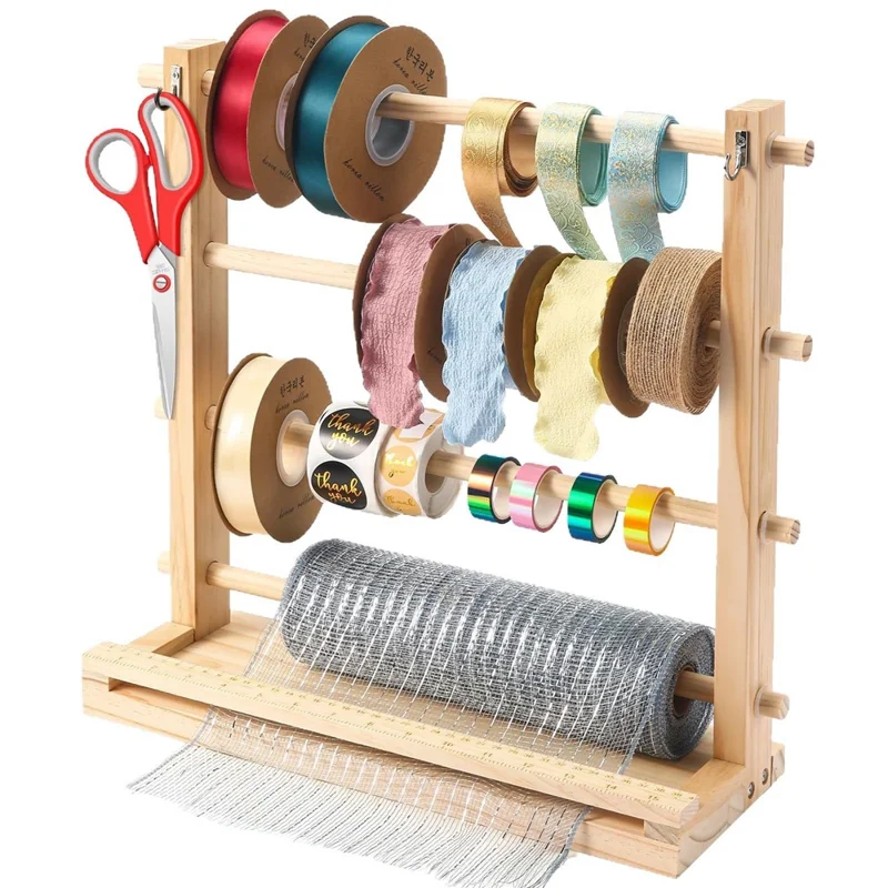 Présentoir à rubans en bois Organisateur de rubans satin Grosgrain Soie pour les boutiques de gâteaux, les fleuristes et les ateliers d'artisanat