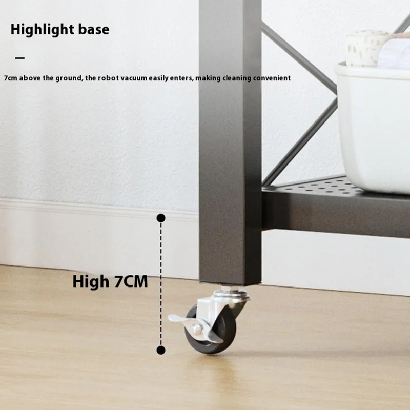 4 Tiers Foldable Carbon Steel Storage Rack for Kitchen Living Room Multipurpose Organizer Shelf with Wheels - Green