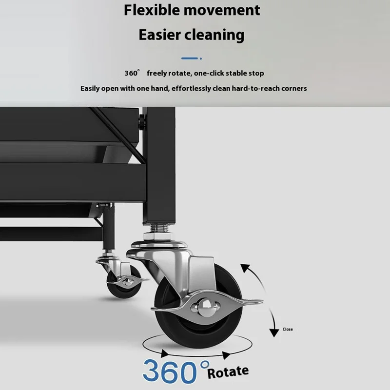 4 Tiers Foldable Carbon Steel Storage Rack for Kitchen Living Room Multipurpose Organizer Shelf with Wheels - Green