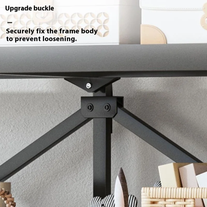 3 Tiers Foldable Carbon Steel Storage Rack for Kitchen Living Room Multipurpose Organizer Shelf with Wheels - Black