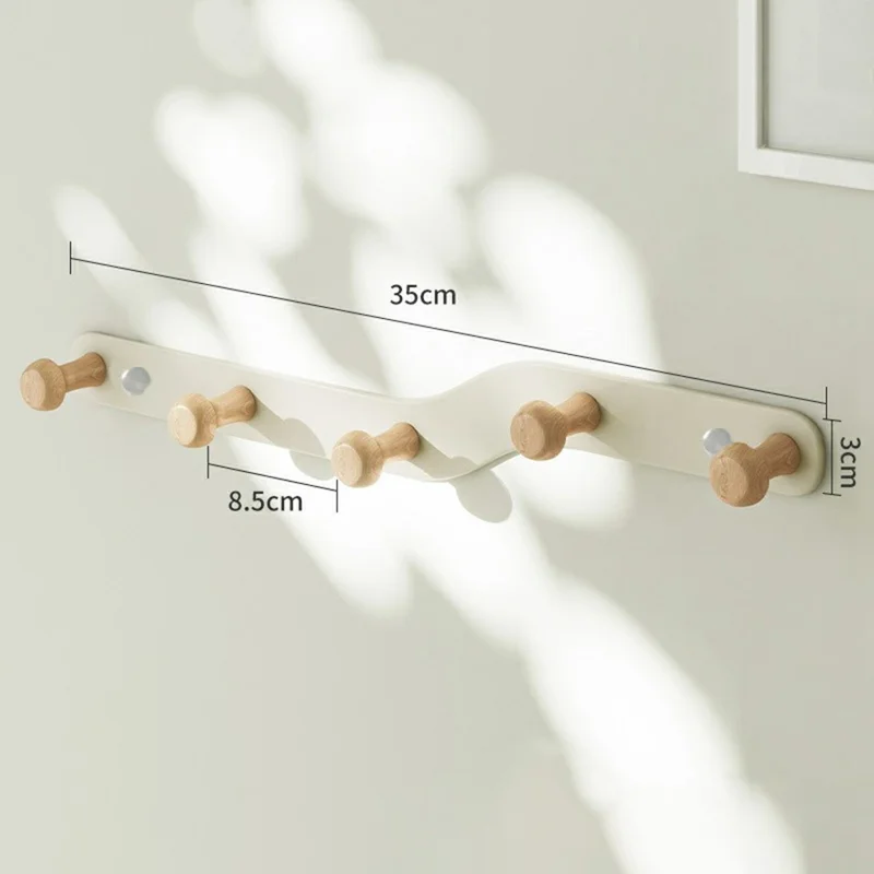 Porte-manteau mural créatif avec 5 crochets, sans perçage, pour entrée, porte de chambre, organisateur de rangement - Blanc