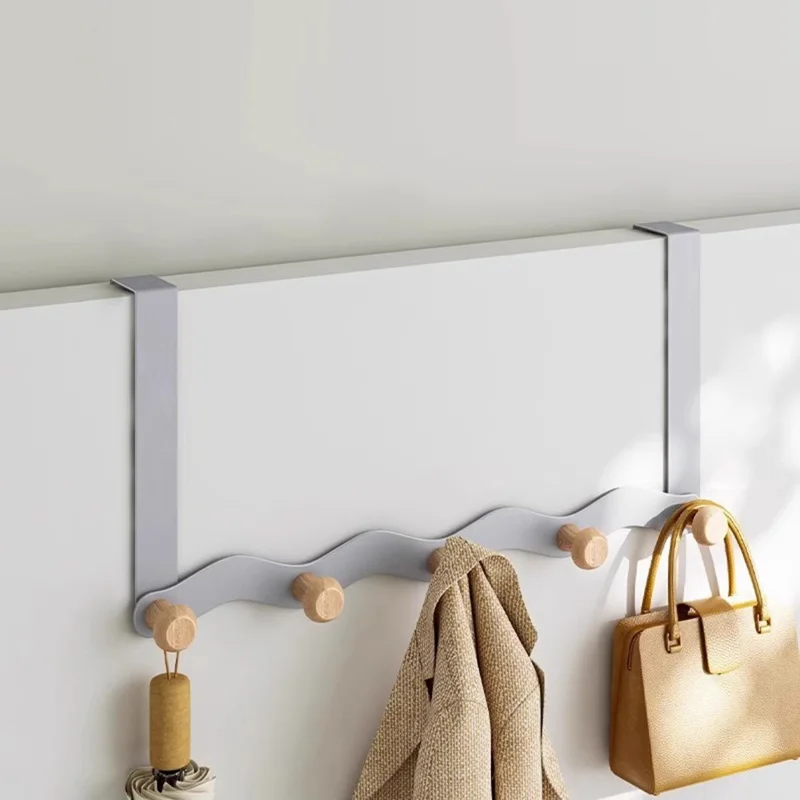 Porte-manteau mural à 5 crochets - Support de rangement multifonctionnel pour chambre et entrée - Gris