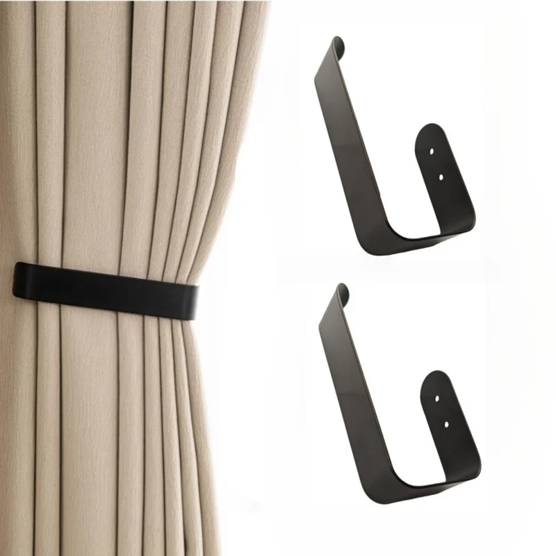 YH022-2 2 Stück Eisen-Gardinenhalter Wandmontage Vorhanghaken U-förmig