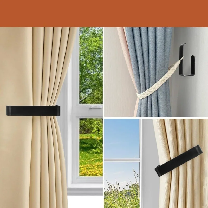 YH022-2 2 Stück Eisen-Gardinenhalter Wandmontage Vorhanghaken U-förmig