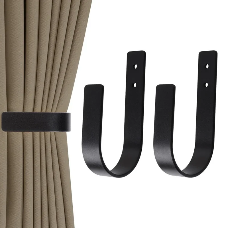 YH021-2 2Pcs Wall Mounted Curtain Holdback Metal Curtain Tie Back Decorative Drapery Hook