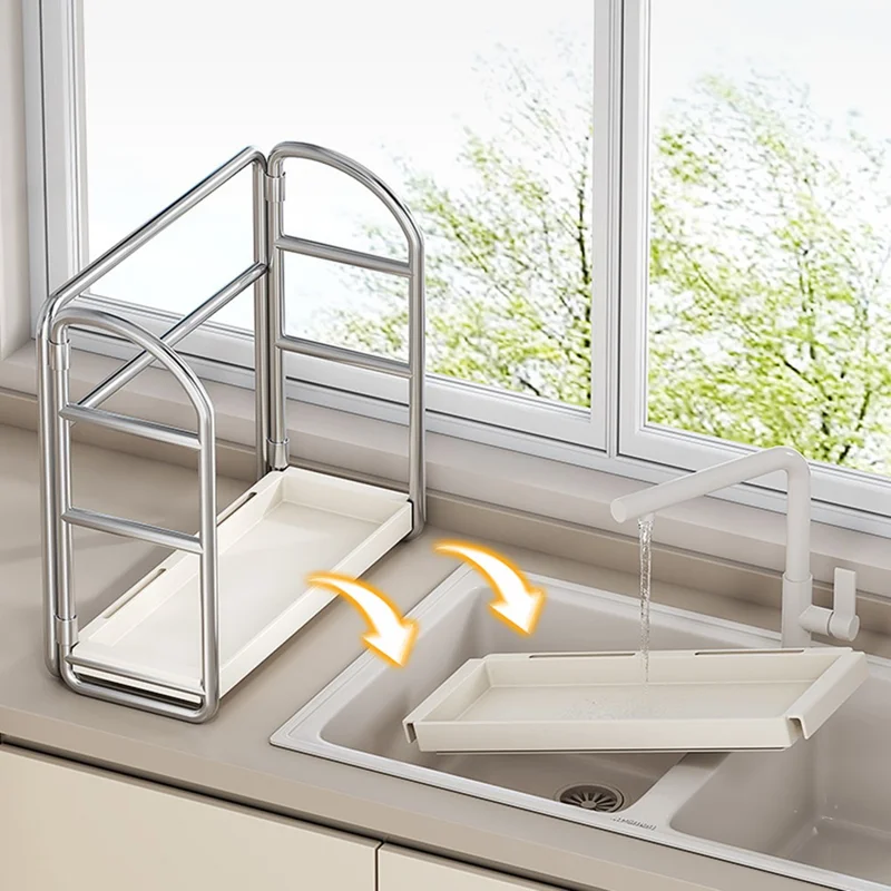 Organizzatore da Bancone per Cucina a 2 Ripiani, Larghezza 30 cm, Portaspezie, Portautensili, Supporto per Coltelli, Scaffale Multiuso per Stoccaggio